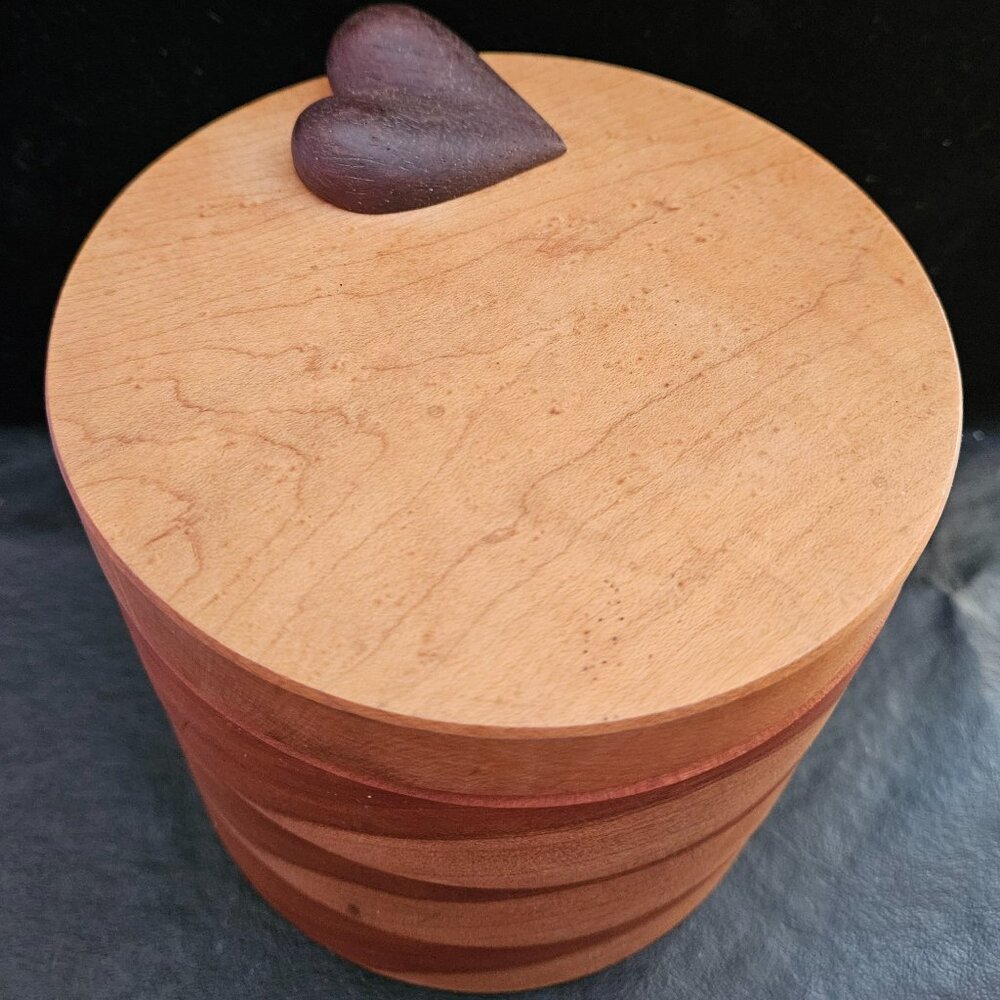 unique wooden rotating heart jewelry trinket box